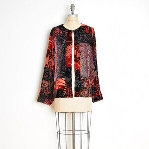 vintage Y2K jacket Laura Ashley sheer burnout velvet silk rayon floral top L